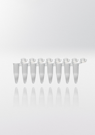 Nerbe Plus PCR microcentrifuge tube PP, 0,2ml, 8-strips, individually attached flat & transparent caps, 3-linkages, highly transparent (120 pcs)