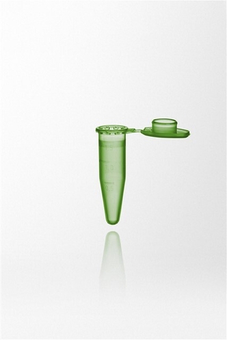 Microcentrifuge tube PP, 1,5ml, attached cap, green (8000 pcs)