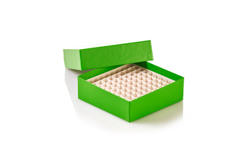 Box cardboard for 1.0ml cryo vials, incl. 10x10-insert, green (36 pcs)