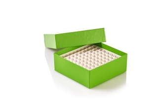 Box cardboard for 2.0ml cryo vials, incl. 10x10-insert, green (36 pcs)