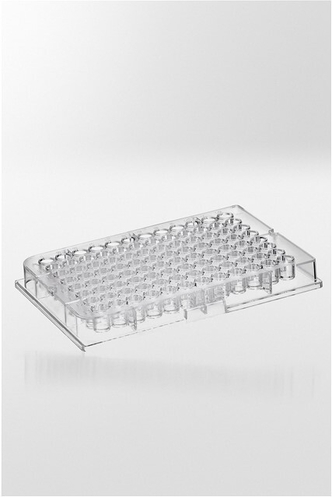 Micro test plate PS, 96 wells, 0,3ml, V-shape, SLAS/ANSI 1 & 4, highly transparent (100 pcs)
