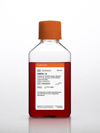 Corning® 500 mL DMEM (Dulbecco’s Modified Eagle’s Medium) with 4.5 g/L glucose, 25 mM HEPES, sodium pyruvate (6x500 mL)