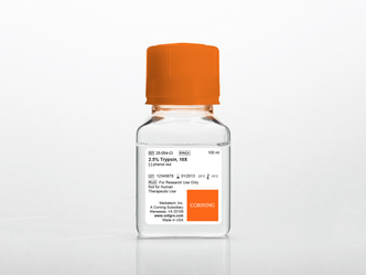 Corning® 100 mL Trypsin 10x, 2.5% Trypsin in HBSS [-] calcium, magnesium, phenol red, Porcine Parvovirus Tested (6x100 mL)