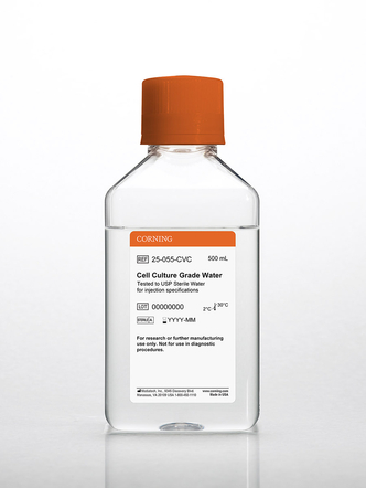 Corning® 500 mL Cell Culture Grade Water Tested to USP Sterile Water for Injection Specifications, [+] Septum Cap (6x500 mL)