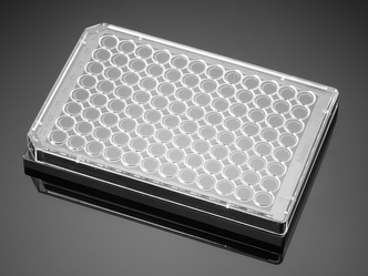 Corning® BioCoat™ Collagen I 96-well Black/Clear Flat Bottom TC-treated Microplate, with Lid, 5/Case