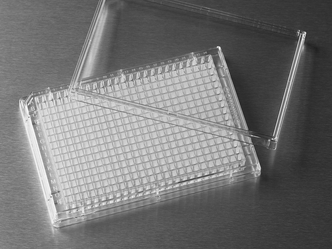 Corning® 384-well Clear Flat Bottom Fibronectin-Coated Polystyrene  Microplate, Low Flange, with Lid, 100/case