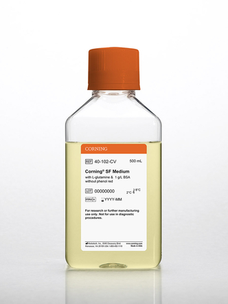 Corning® 500 mL SF Medium [+] L-glutamine, 1 g/L BSA, [-] phenol red