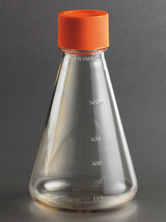 Corning® 500 mL Polycarbonate Erlenmeyer Flask with Flat Cap (25 pcs)
