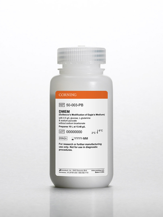 Corning® 10L DMEM (Dulbecco’s Modified Eagle’s Medium), Powder with 4.5 g/L glucose, L-glutamine, sodium pyruvate