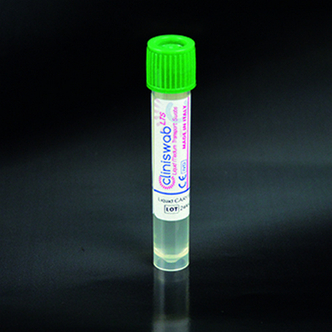 Flocked swab standard tip and plastic stick, with 2 ml CARY BLAIR liquid medium in test tube Ø13x80 mm, with screw "capture cap" (100 pcs)