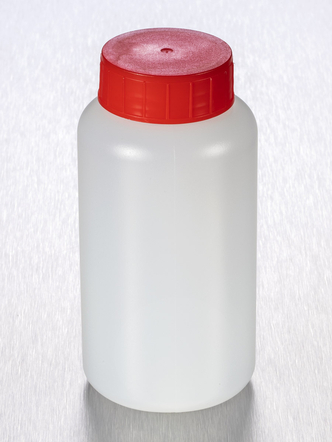 Corning® Gosselin™ Round HDPE Bottle, 250 mL, 37 mm Red Cap with Wad, Assembled, Sterile, 145/Case