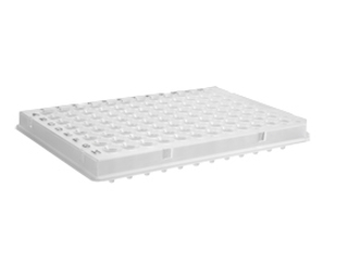 Axygen® 96 Well Polypropylene PCR Microplate with Bar Code, Compatible with ABI, Low Profile, Half Skirt, Clear, Nonsterile (100 pcs)
