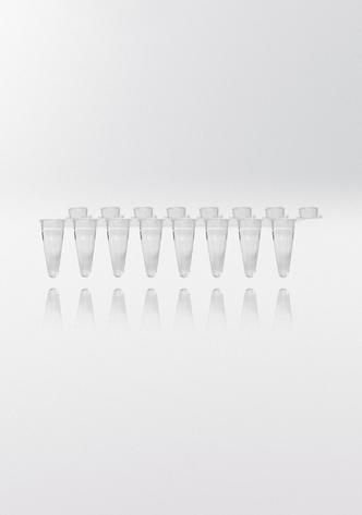 Nerbe Plus PCR microcentrifuge tube PP, 0,1ml, 8-strips, individually attached flat & transparent caps,low profile, highly transparent (1200 pcs)