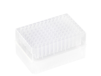 Deep well plate PP, 96x1,1ml, round wells, U-shape transparent, np pcr ready, max. RCF 4.000g, autocl. up to 121°C (50 pcs)