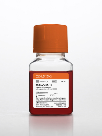 Corning® 100 mL McCoy’s 5A (Iwakata & Grace Modification) with L-glutamine, 25 mM HEPES (6x100 mL)