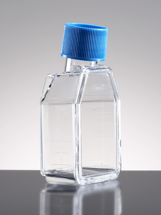 Falcon® 12.5cm² Rectangular Canted Neck Cell Culture Flask with Blue Plug Seal Screw Cap (10/Pk, 100/Cs)