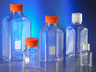 Corning® 60 mL Octagonal PET Storage Bottles with 18 mm Screw Caps, Sterile, 96 pcs