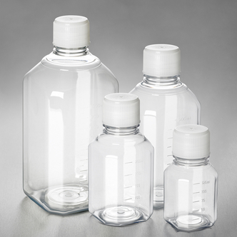 Corning® PET Bottle, 125 mL, Graduated, Validated Against IATA Standards Screw Cap, Sterile, Pre-Assembled, 48 pcs